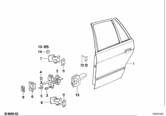 Right rear door for BMW 5 Series E34 (OEM 41528185072). Genuine BMW