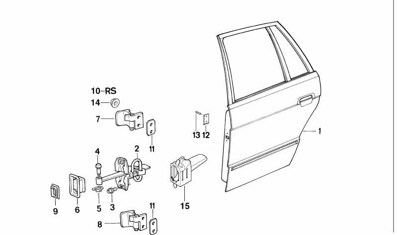 Bisagra de puerta trasera inferior derecha para BMW Serie 5 E34 (OEM 41521934112). Original BMW