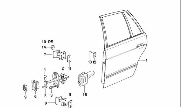 Bisagra de puerta trasera inferior derecha para BMW Serie 5 E34 (OEM 41521934112). Original BMW