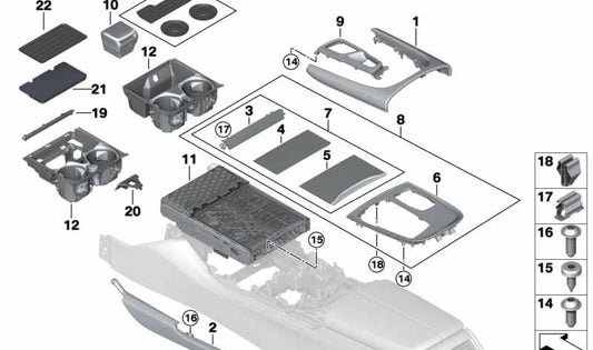 Cubierta Piano Lacado central para BMW Serie 7 G11, G12 (OEM 51168077701). Original BMW