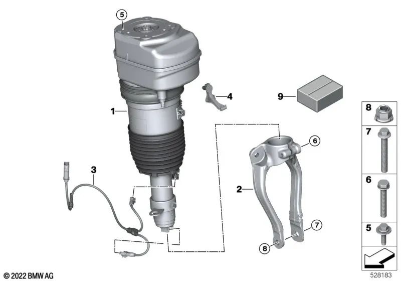 Kit de reparación de clip de conducción de aire para BMW Serie 7 G70 (OEM 37105A81C29). Original BMW.