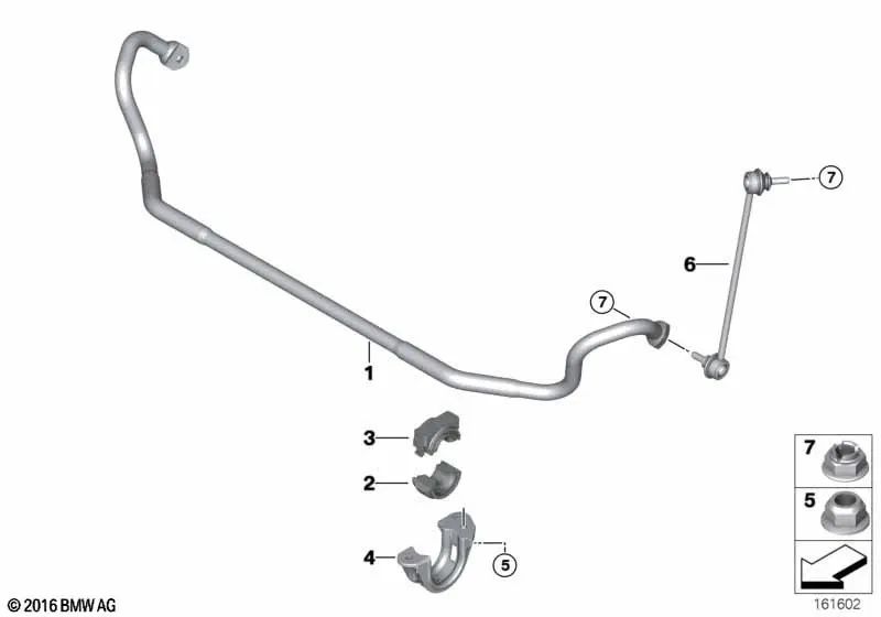 Estabilizador delantero para BMW Serie 3 E93, E93N (OEM 31352283965). Original BMW