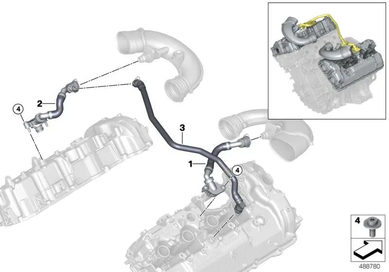 Tubo de ventilación para BMW G70, F95N, G05N, F96N, G06N, G07N, G09 (OEM 11159845965). Original BMW.