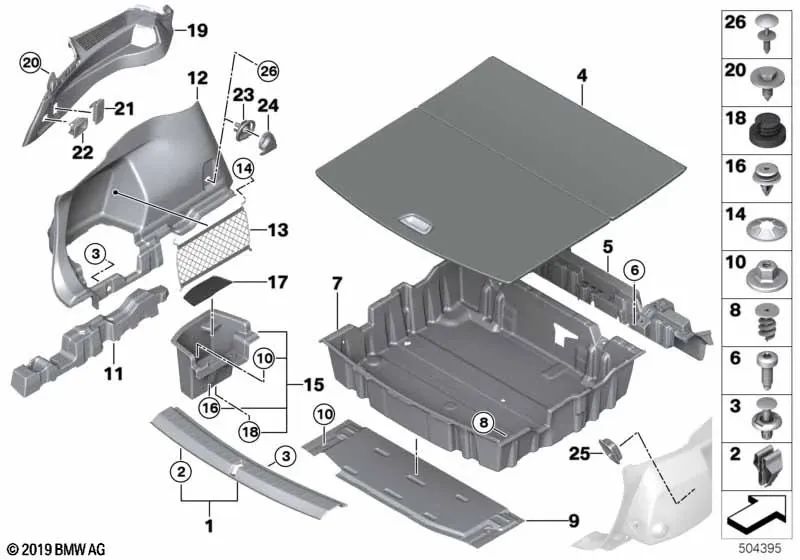 Alfombrilla insertable para compartimento derecho para BMW Serie 2 F46, F46N (OEM 51477395080). Original BMW