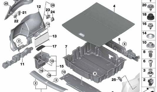 Bandeja para el maletero para BMW Serie 2 F46, F46N (OEM 51477425332). Original BMW