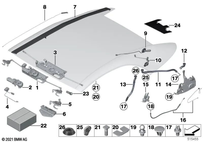 Placa de distanciamiento para BMW E88, F12, F12N (OEM 54347219103). Original BMW.