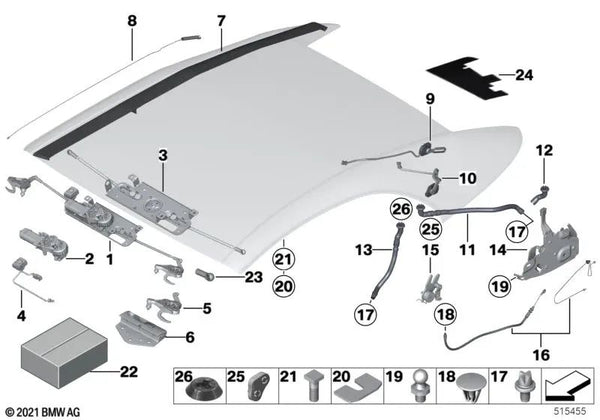 Placa de distanciamiento para BMW E88, F12, F12N (OEM 54347219103). Original BMW.