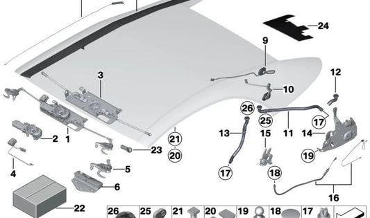 Juego de reparación de gancho de cierre para BMW Serie 6 F12, F12N (OEM 54347310399). Original BMW