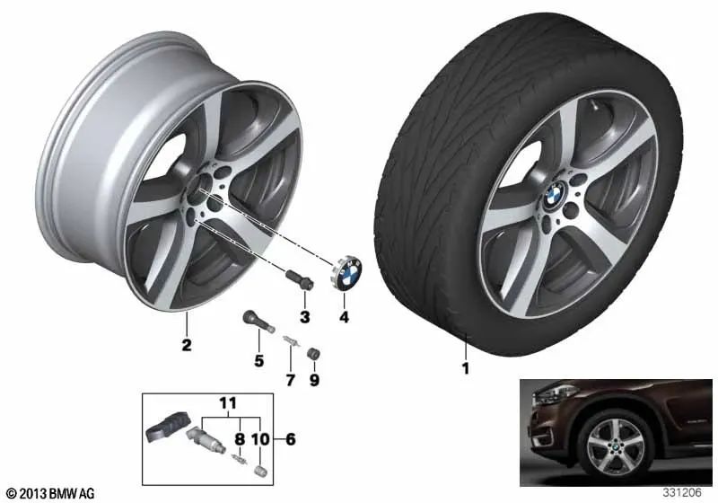 Llantas de Aleación Derecha para BMW F16 (OEM 36116858903). Original BMW