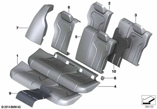 Funda de asiento de cuero trasera para BMW F80, F80N (OEM 52208058502). Original BMW