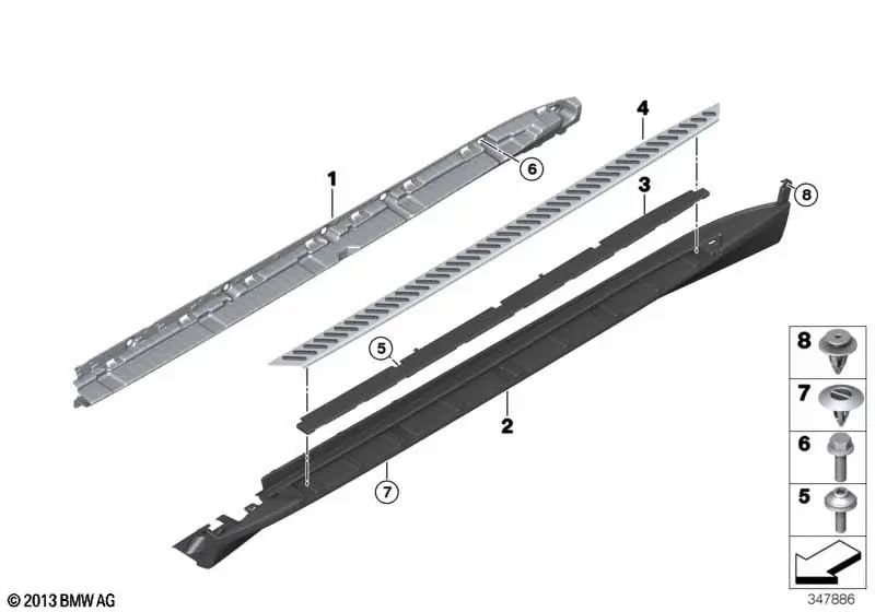 Estribo lateral izquierdo para BMW X5 F15 (OEM 51777294385). Original BMW.