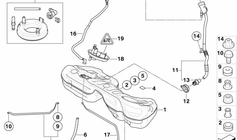 Tubo de llenado para BMW Serie 3 E90, E90N (OEM 16117194205). Original BMW