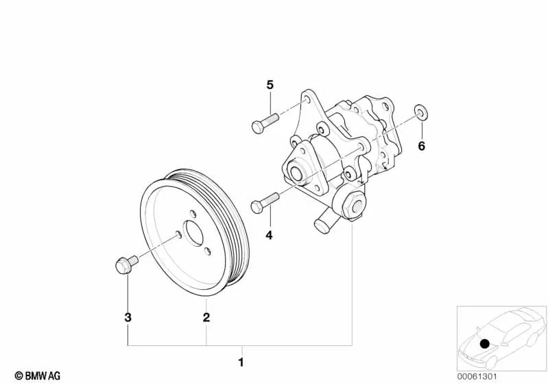 Vane pump for BMW Z8 Series E52 (OEM 32411097078). Original BMW