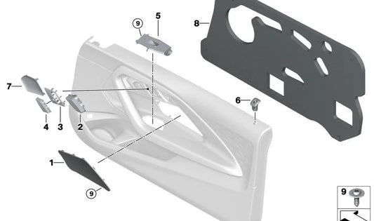 Vellón acústico delantero izquierdo para BMW G42, G87 (OEM 51419474637). Original BMW