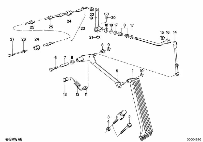 Resorte de tensión para BMW Serie 3 E30, Serie 5 E12, E28, Serie 6 E24, Serie 7 E23 (OEM 35411106273). Original BMW.