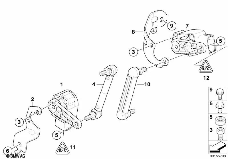 Halterung des vorderen Höhensensors für BMW X5 E70, E70N, X6 E71, E72 (OEM 37146773135). Original BMW