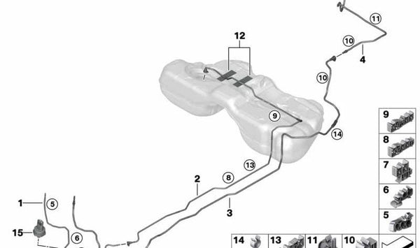 Tubo de purga de aire OEM 16137412179 para BMW G30, G31. Original BMW.