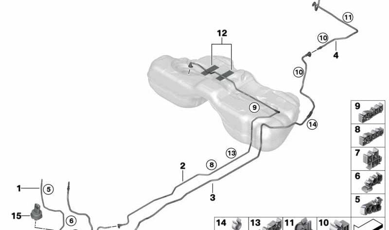 Tubería de suministro de combustible para BMW G12, G12N (OEM 16127386633). Original BMW