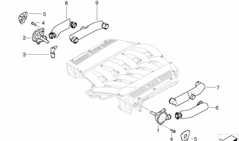 Conducto de ventilación izquierdo para BMW Serie 7 E65, E66 (OEM 11617549711). Original BMW