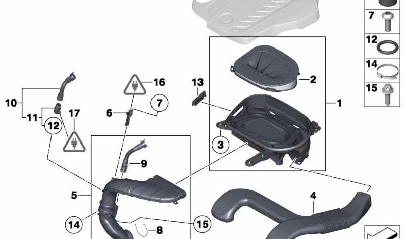 Silenciador de admisión OEM 13717812061 para BMW X5 (E70), X5 LCI (E70), X6 (E71), X6 LCI (E71). Original BMW.