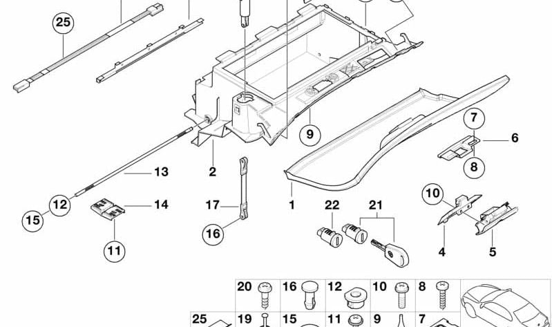 Glovers Housing per BMW E46 (OEM 51168216188). BMW originale.