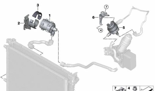 OEM refrigerant support 11518631090 for BMW F20, F21, F22, F23, F30, F31, F34, F32, F33, F36, G30, G31, G32, G11, G12, G01, G02. Original BMW.