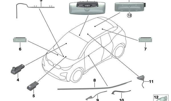 Luz guía para compartimento de puerta izquierda OEM 63319259401 para BMW i3 (I01). Original BMW.