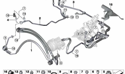 Manguera de Expansión para BMW X5 E70, F15, X6 E71, F16 (OEM 32416782380). Original BMW