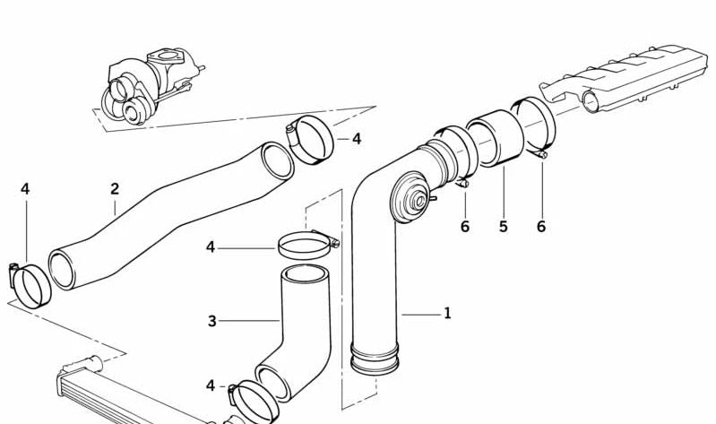 Tubo de presión sin válvula de escape para BMW Serie 5 E34 (OEM 11612244456). Original BMW