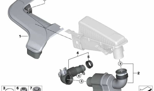 Tubo guía de aire OEM 13718603093 para BMW F15, F16. Original BMW