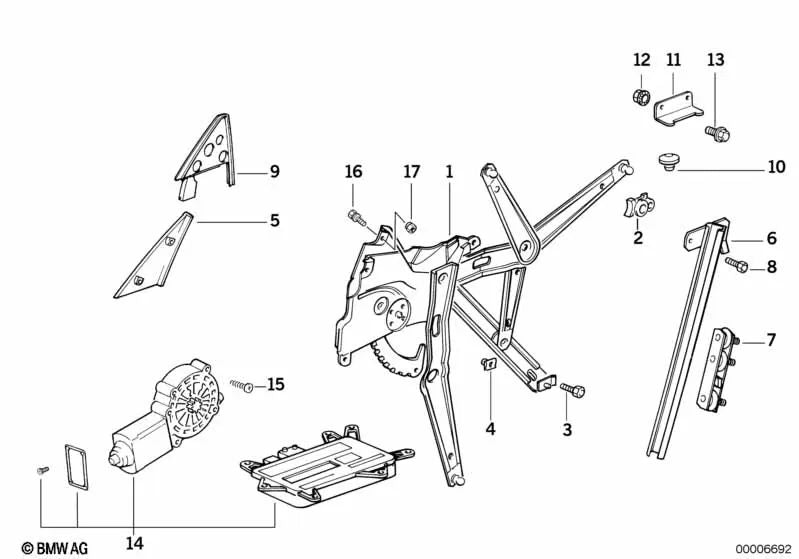 Motor plano izquierdo para BMW E36, E31 (OEM 67621383315). Original BMW.