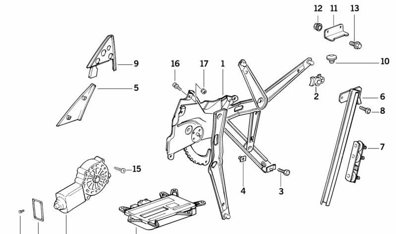 Guía de ventana derecha para BMW Serie 3 E36 (OEM 51321977586). Original BMW