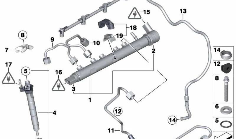 Tubería de retorno de combustible OEM 13537807228 para BMW (Modelos compatibles: E81, E82, E87, E88, F20, F21, F22, E90, E91, E92, E93, F30, F31, F34, F32, F33, E60, E61, F10, F11, E84, E83, F15). Original BMW