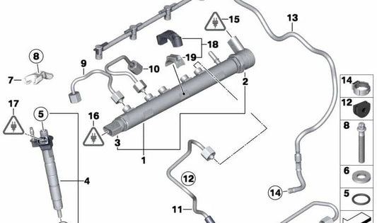 OEM 13537807228 fuel return pipe for BMW (compatible models: E81, E82, E87, E88, F20, F21, F22, E90, E91, E92, E93, F30, F31, F34, F32, F33, E60, E61, F10 , F11 , E84, E83, F15). BMW original