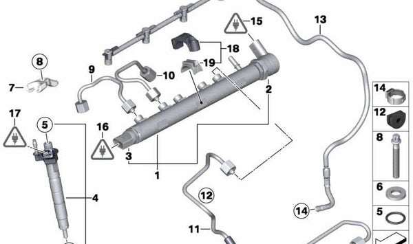 Tubería de retorno de combustible OEM 13537807228 para BMW (Modelos compatibles: E81, E82, E87, E88, F20, F21, F22, E90, E91, E92, E93, F30, F31, F34, F32, F33, E60, E61, F10, F11, E84, E83, F15). Original BMW