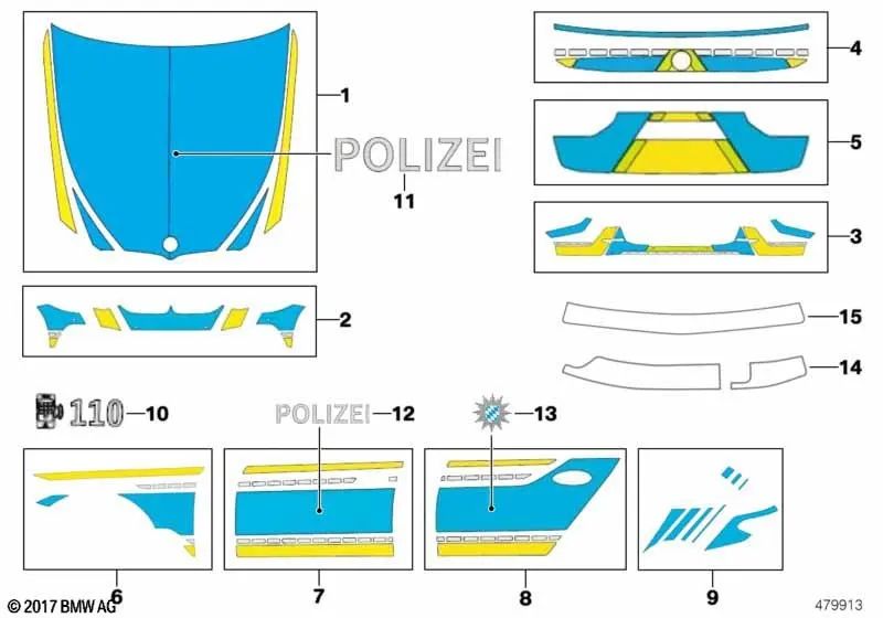 Film del paraurti posteriore superiore per BMW G31, G31N (OEM 51148071810). BMW originale.