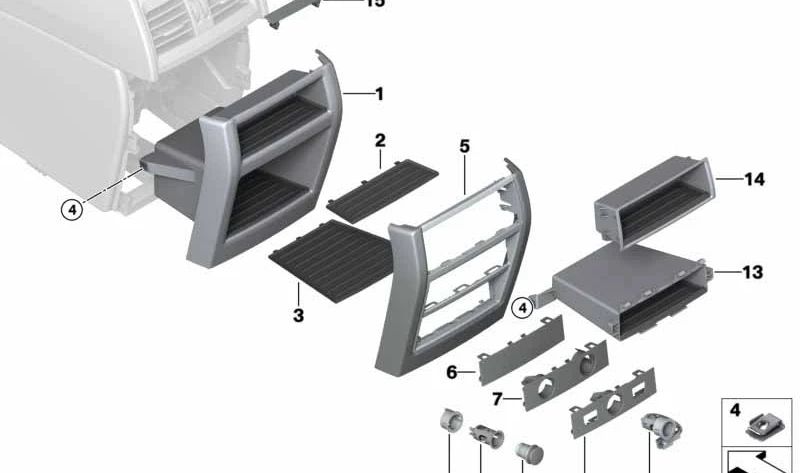 Embellecedor consola central trasera para BMW X5 F15, F85, X6 F16, F86 (OEM 51169281446). Original BMW