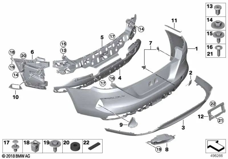 Guía central trasera para BMW Serie 8 G14, G15 (OEM 51127429050). Original BMW