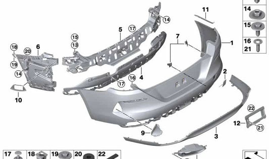 Carcasa Paragolpes posterior para BMW Serie 8 G14, G15 (OEM 51129465538). Original BMW