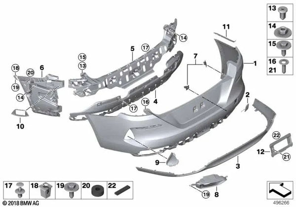 Alerón trasero inferior para BMW G14, G15 Serie 8 (OEM 51127449722). Original BMW