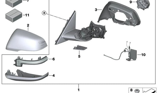 Electrónica de espejo izquierda para BMW Z4 G29 (OEM 67135A21085). Original BMW.