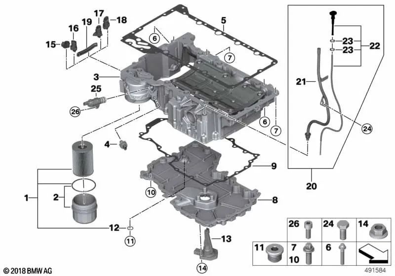 Tapón de cierre para BMW F07, F10, F11, F06, F12, F13, F01N, F02N (OEM 11137580714). Original BMW