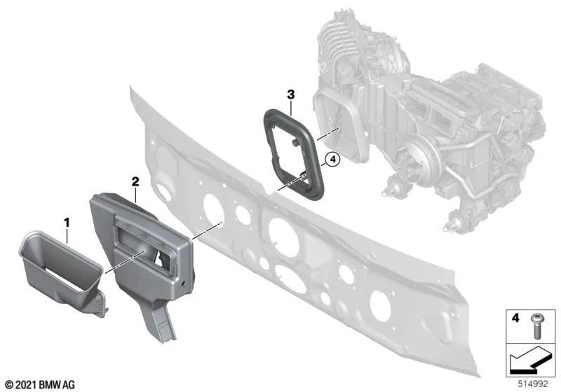 Guía de aire para BMW I20 (OEM 64319108201). Original BMW.