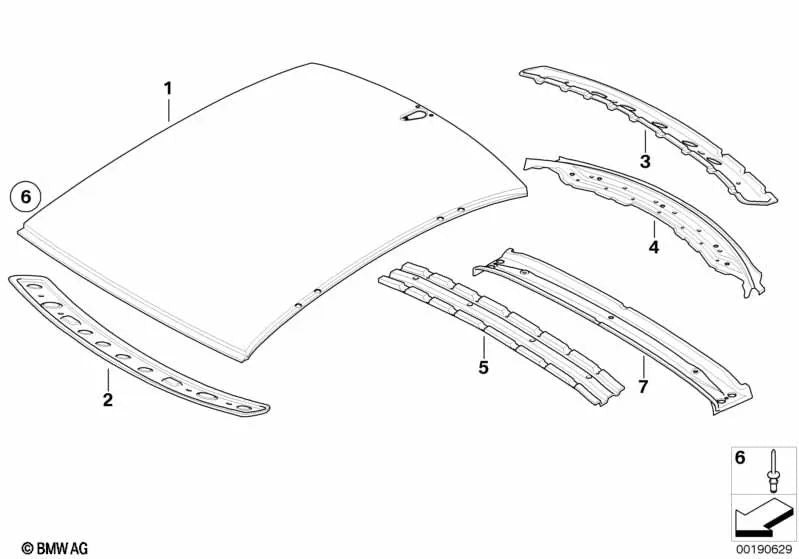 Dachaussenhaut para BMW Serie 5 E60, E60N (OEM 41317111362). Original BMW