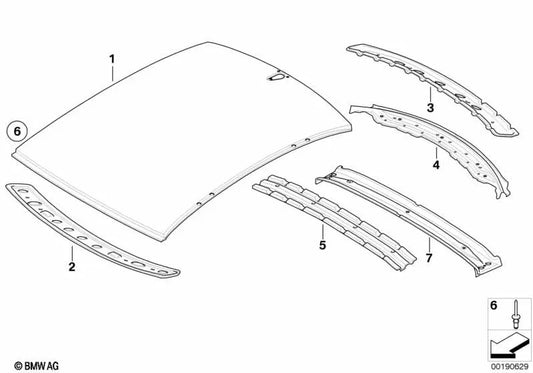 Dachaussenhaut para BMW Serie 5 E60, E60N (OEM 41317111362). Original BMW