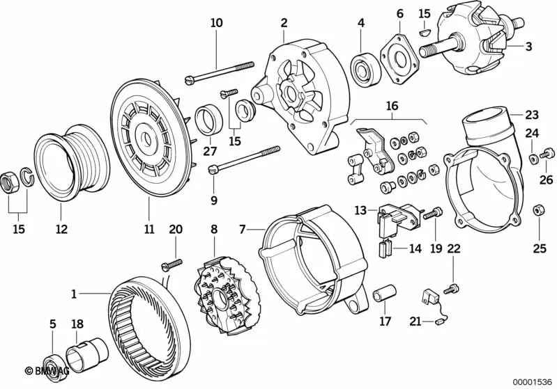 Juego de componentes adicionales para BMW E36, E34, E32, E31 (OEM 12311747252). Original BMW