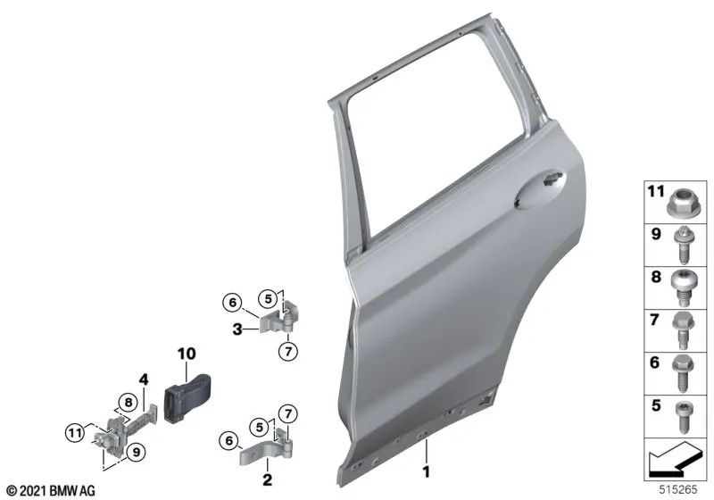 Freno de puerta trasero para BMW F97, G01, G08, F98, G02 (OEM 51227390687). Original BMW