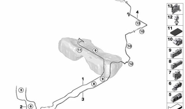 Tubería de Alimentación de Combustible para BMW G32, G32N (OEM 16127387123). Original BMW