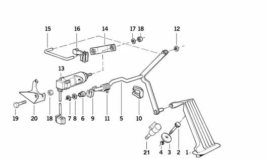 Pedal de freno OEM 35411160974 para BMW Serie 5 (E34), Serie 7 (E32), Serie 8 (E31). Original BMW.