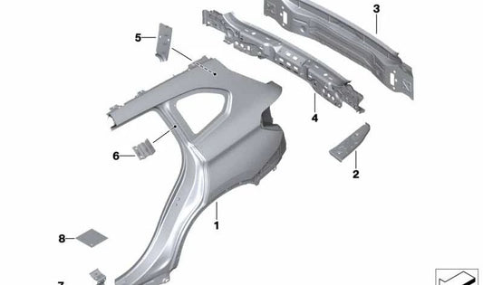 Refuerzo de chapa para pilar C derecho OEM 41217407920 para BMW F48, F49. Original BMW